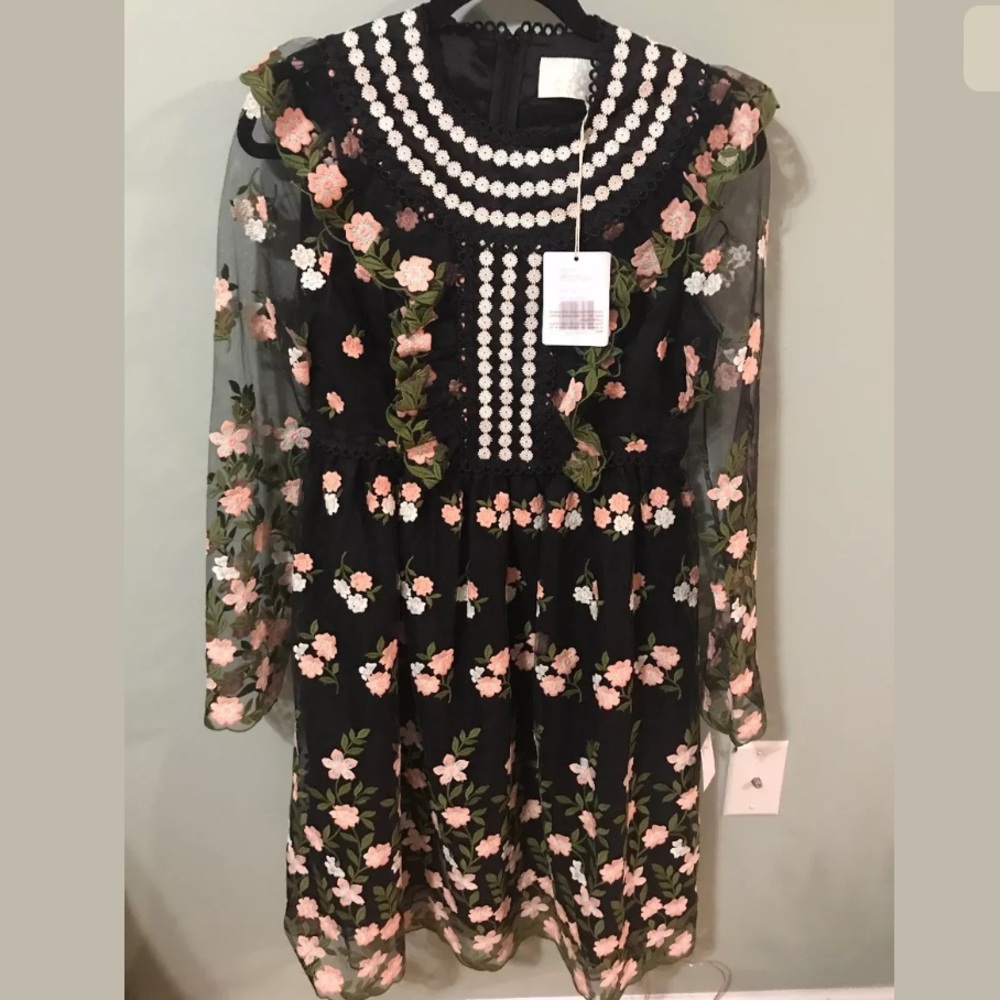 New Orla Kiely embroidered tulle Zora dress sz 4